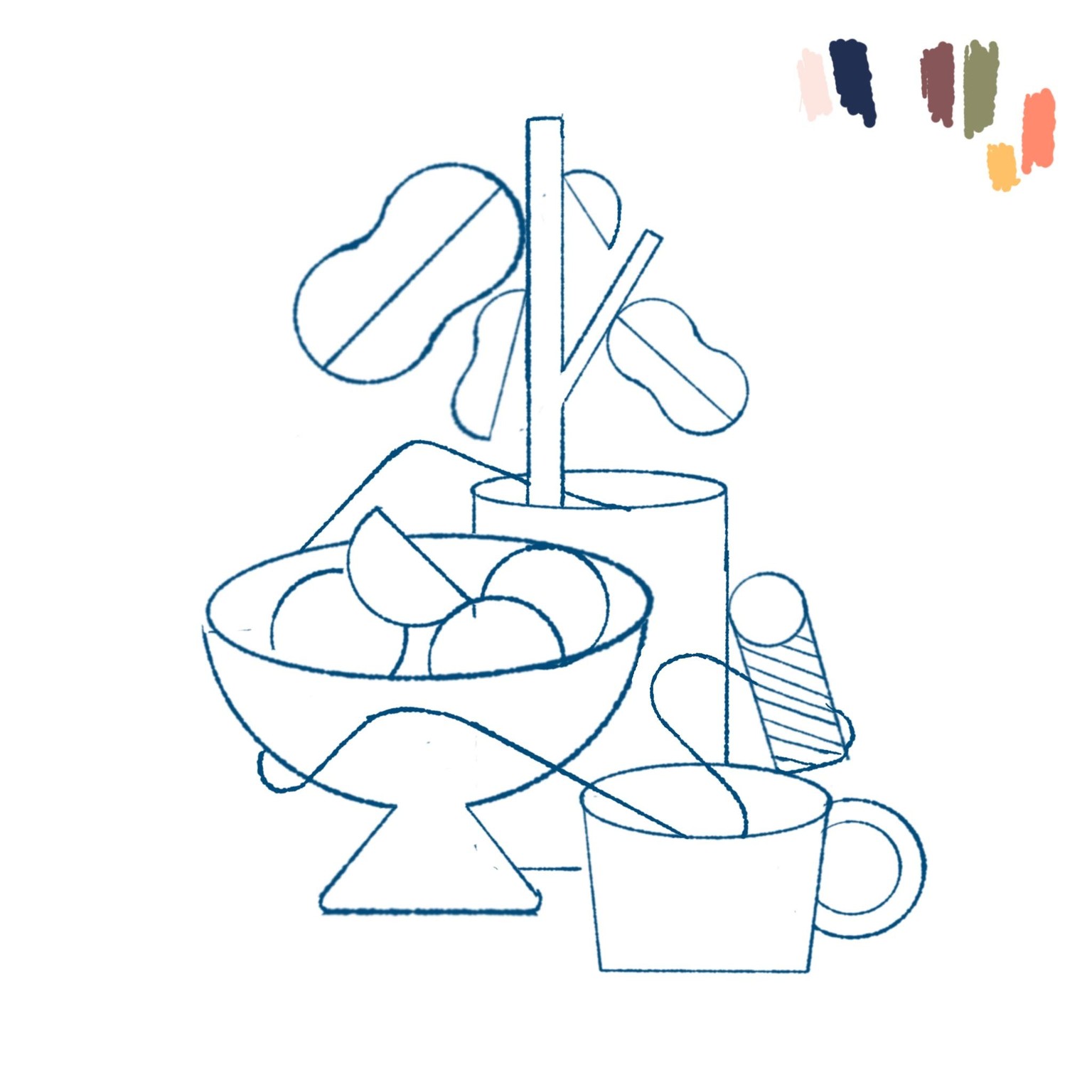 Oranges + Plants: A Graphic Still Life Illustration - image 4 - student project