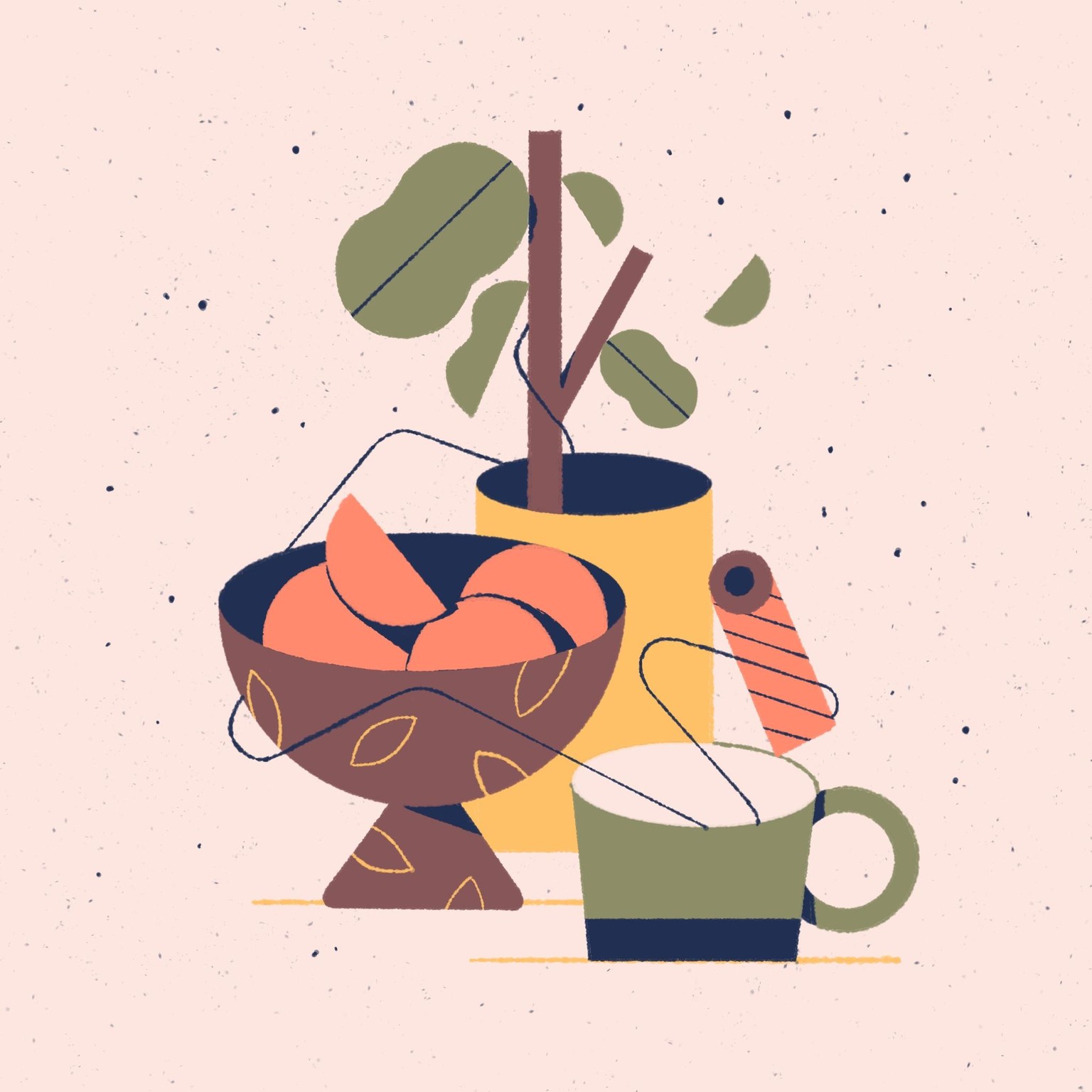 Oranges + Plants: A Graphic Still Life Illustration - image 1 - student project