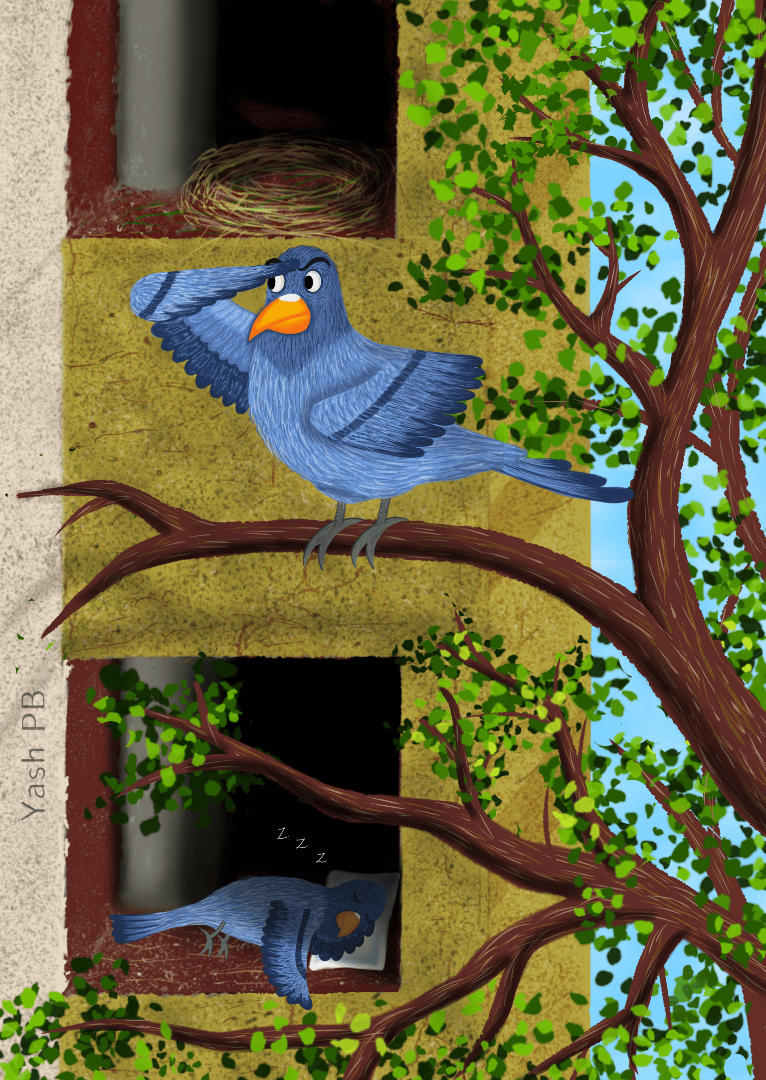 Digital Illustration: Lost Pigeon - image 1 - student project