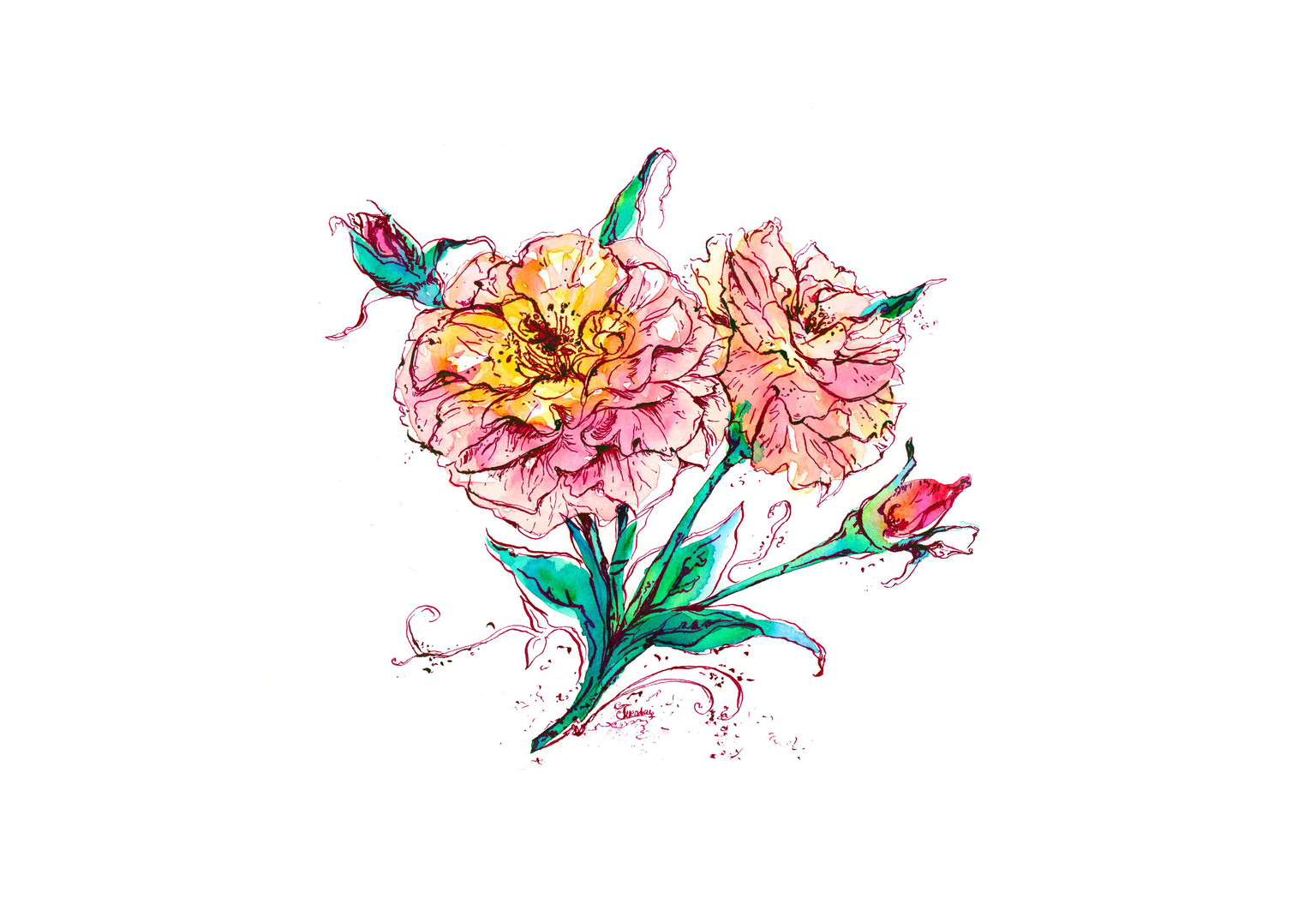 Inky flowers - image 1 - student project