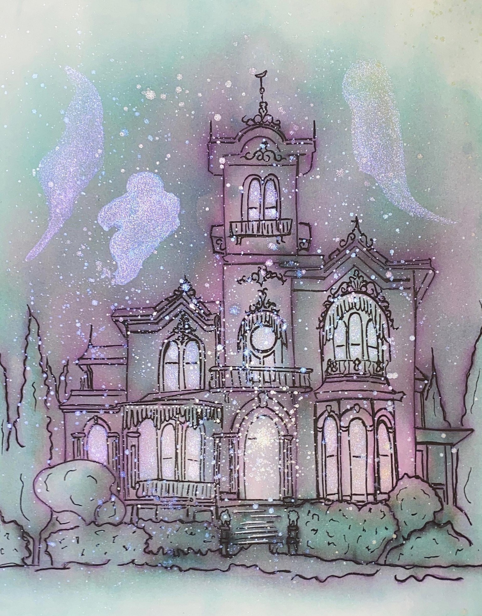 Haunted Mansion in Elegant Writer Ink + Warmup Exercises - image 1 - student project