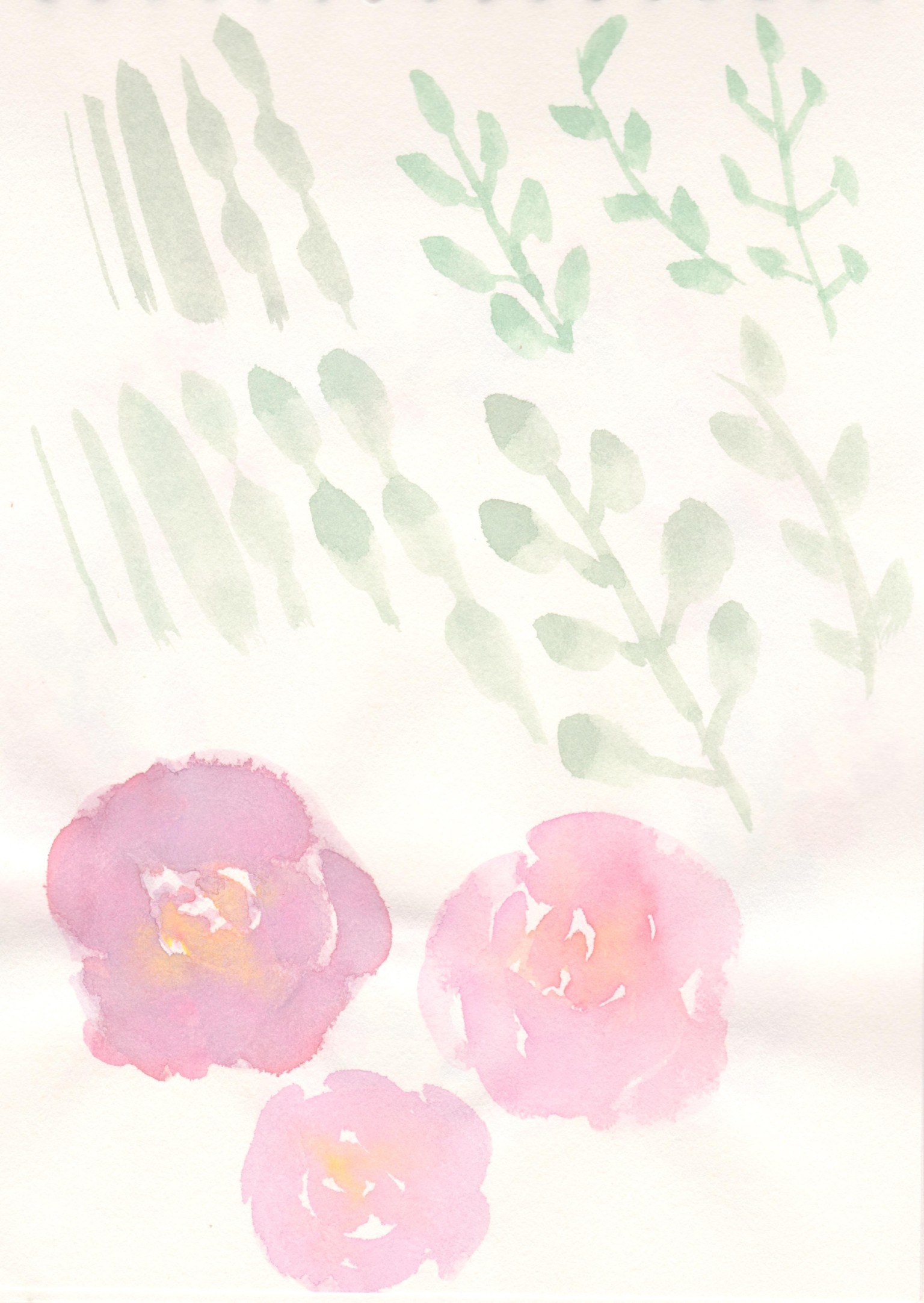 Watercolor flowers & leaves - image 1 - student project
