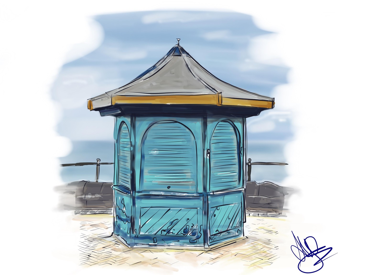 Beach hut doodle - image 1 - student project
