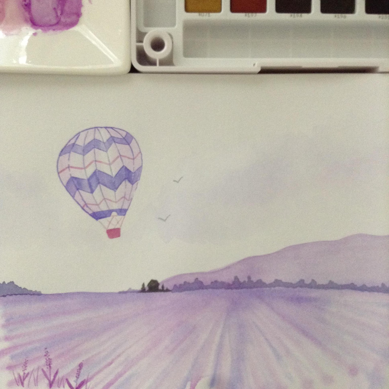 Watercolour Hot Air Balloon - image 1 - student project