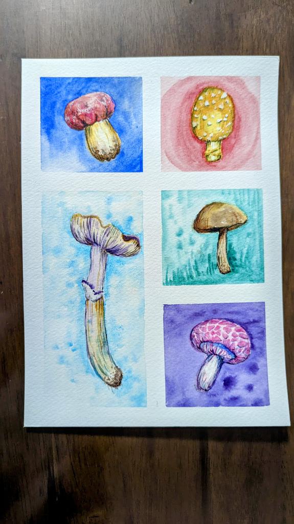 Mushrooms with mixed media - image 2 - student project