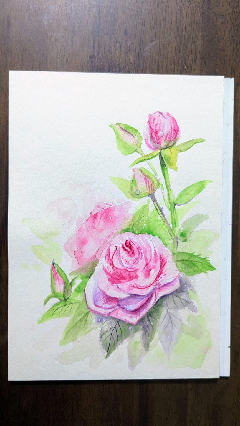 Loose painting of roses - image 1 - student project