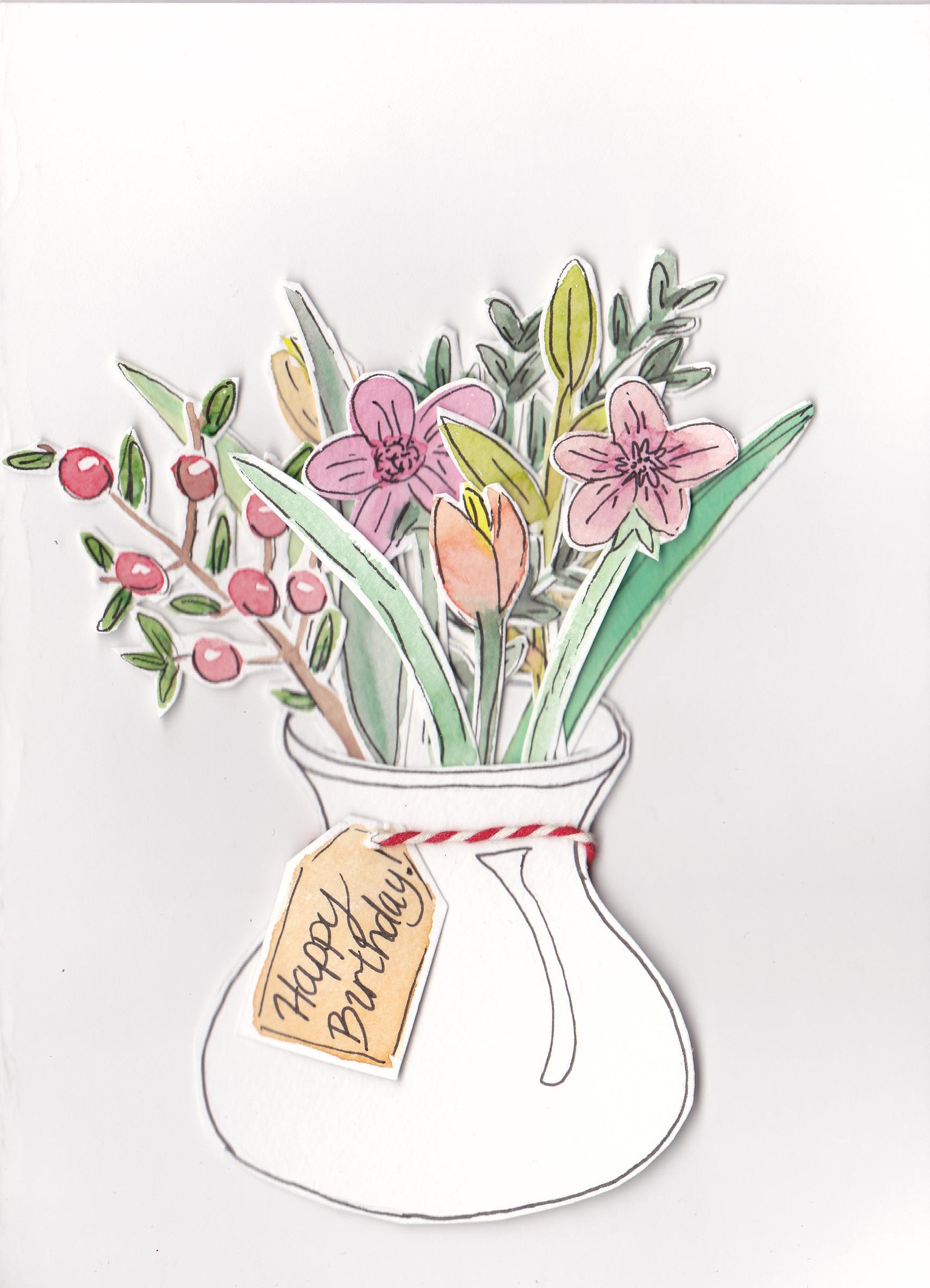 Water colour cut out flower cards - image 3 - student project