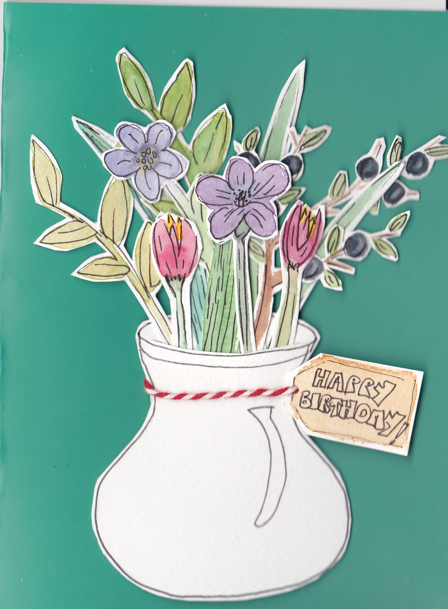 Water colour cut out flower cards - image 2 - student project