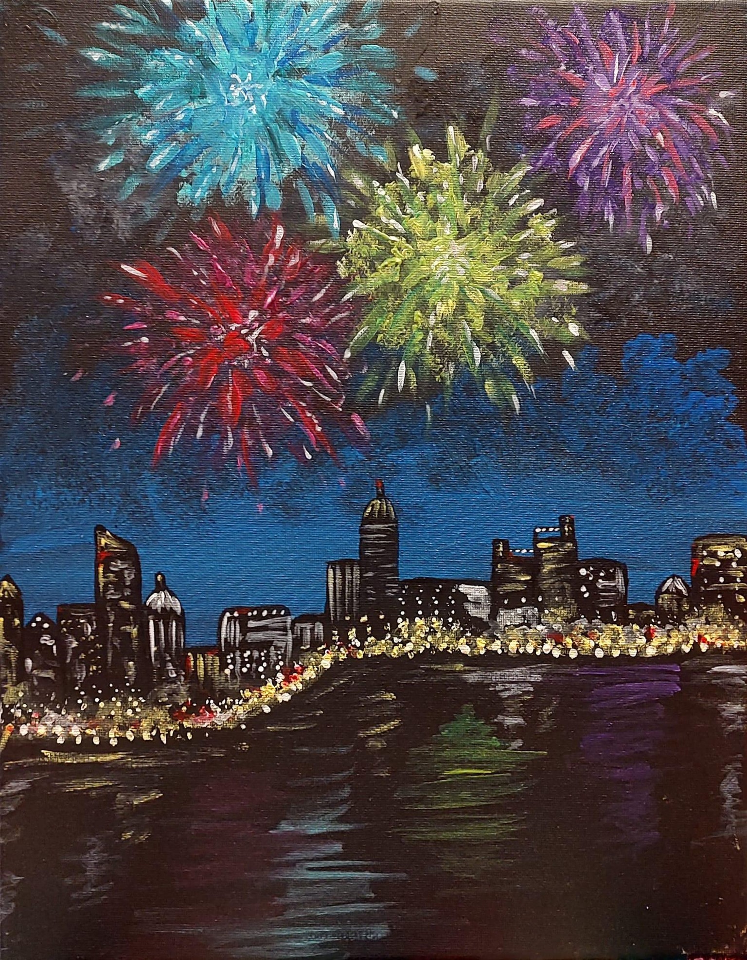 Fireworks in acrylic - image 1 - student project