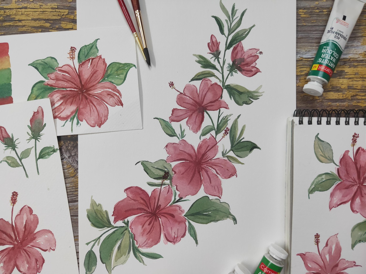 Loose Watercolour Hibiscus - image 4 - student project