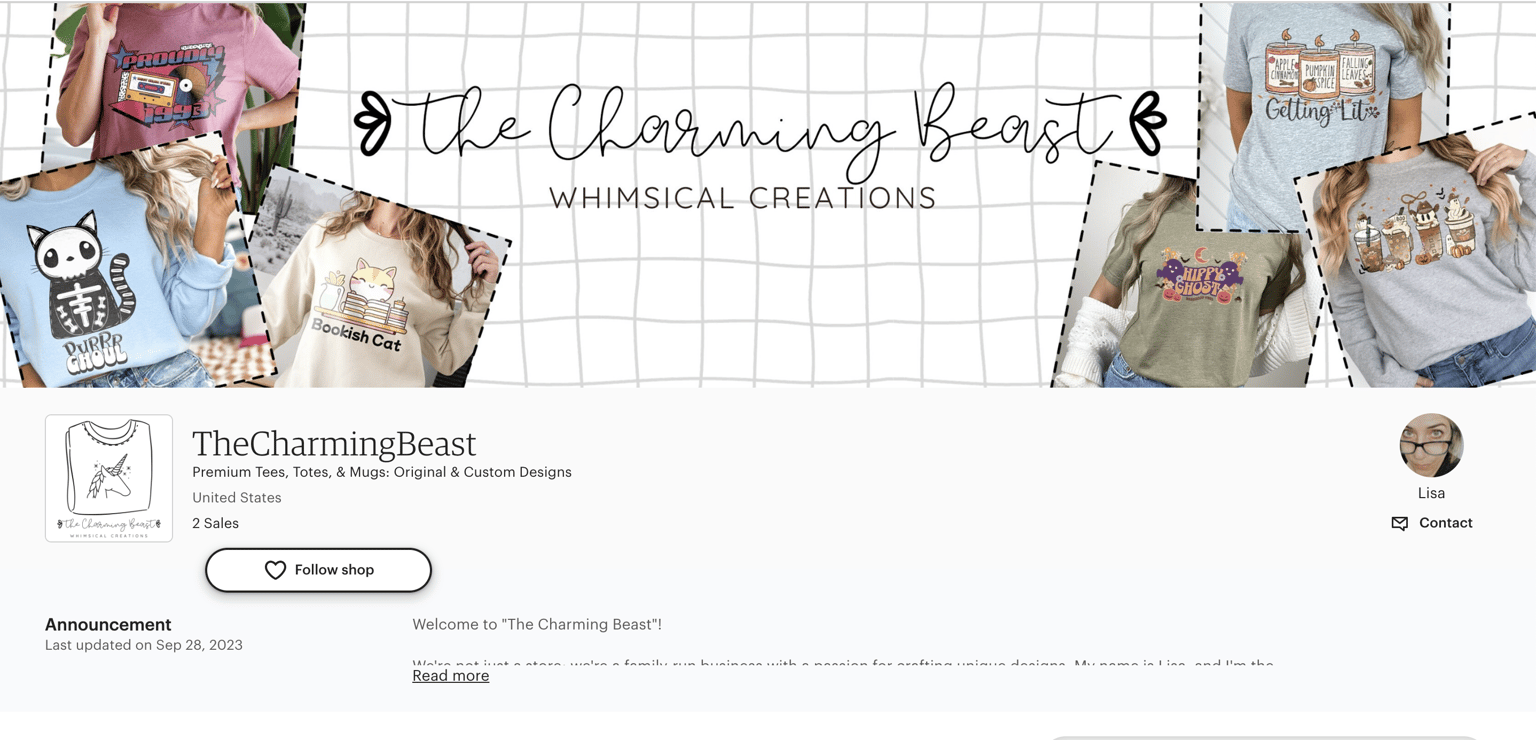 The Charming Beast shop - image 1 - student project