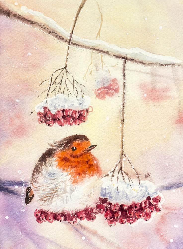 Watercolor Robin Birds, Easy - Intermediate - Advanced - image 2 - student project