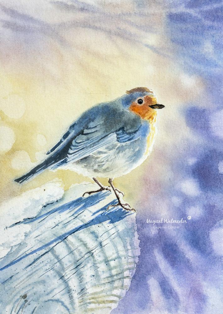 Watercolor Robin Birds, Easy - Intermediate - Advanced - image 3 - student project