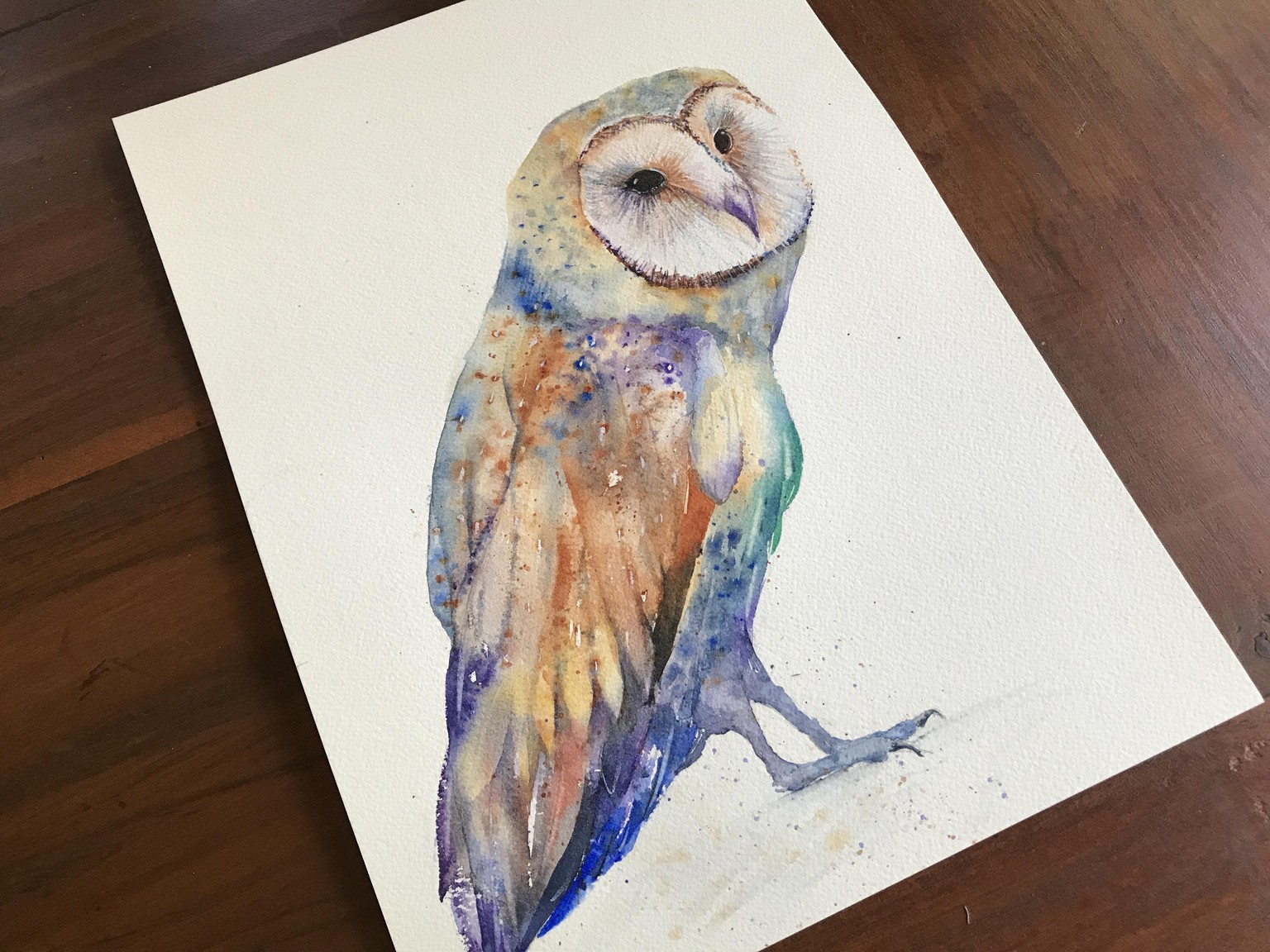 Barn owl watercolour - image 1 - student project