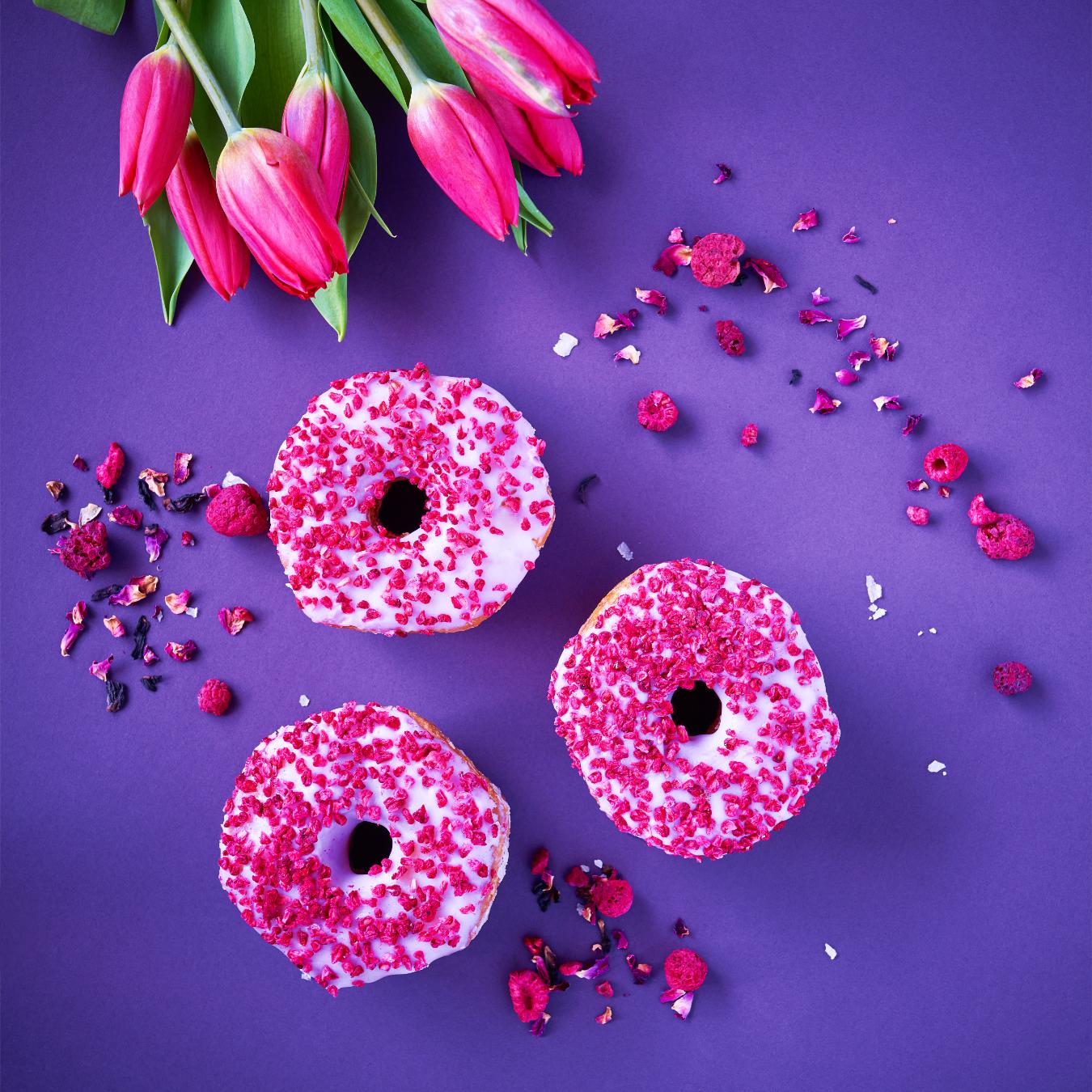 Pink Doughnut Flat Lay on Purple Background - image 1 - student project