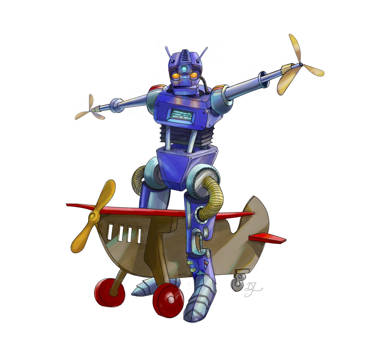 Robot character design and colouring - image 2 - student project