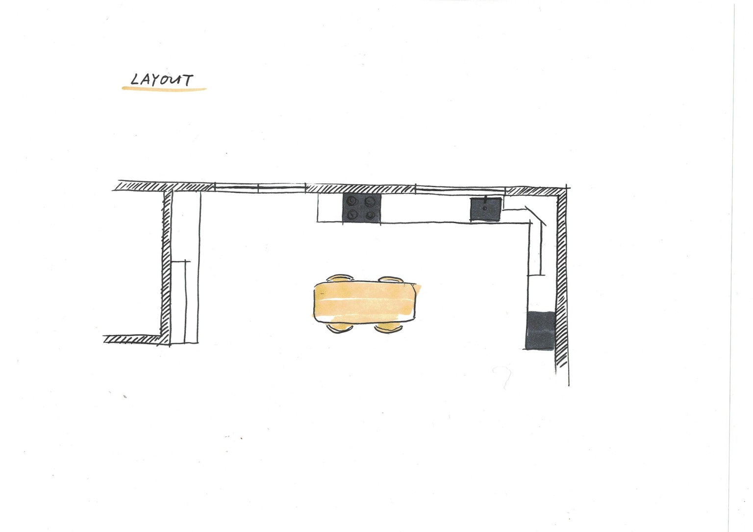 Interior Sketch of Kitchen/Dining Area - image 2 - student project