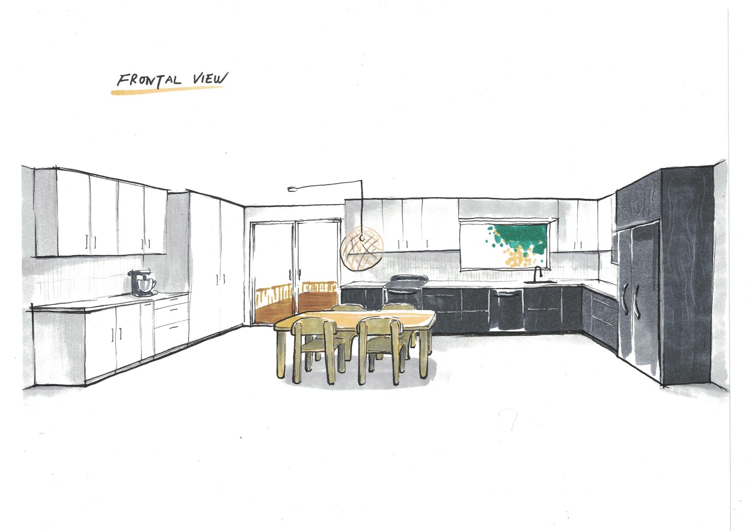 Interior Sketch of Kitchen/Dining Area - image 3 - student project