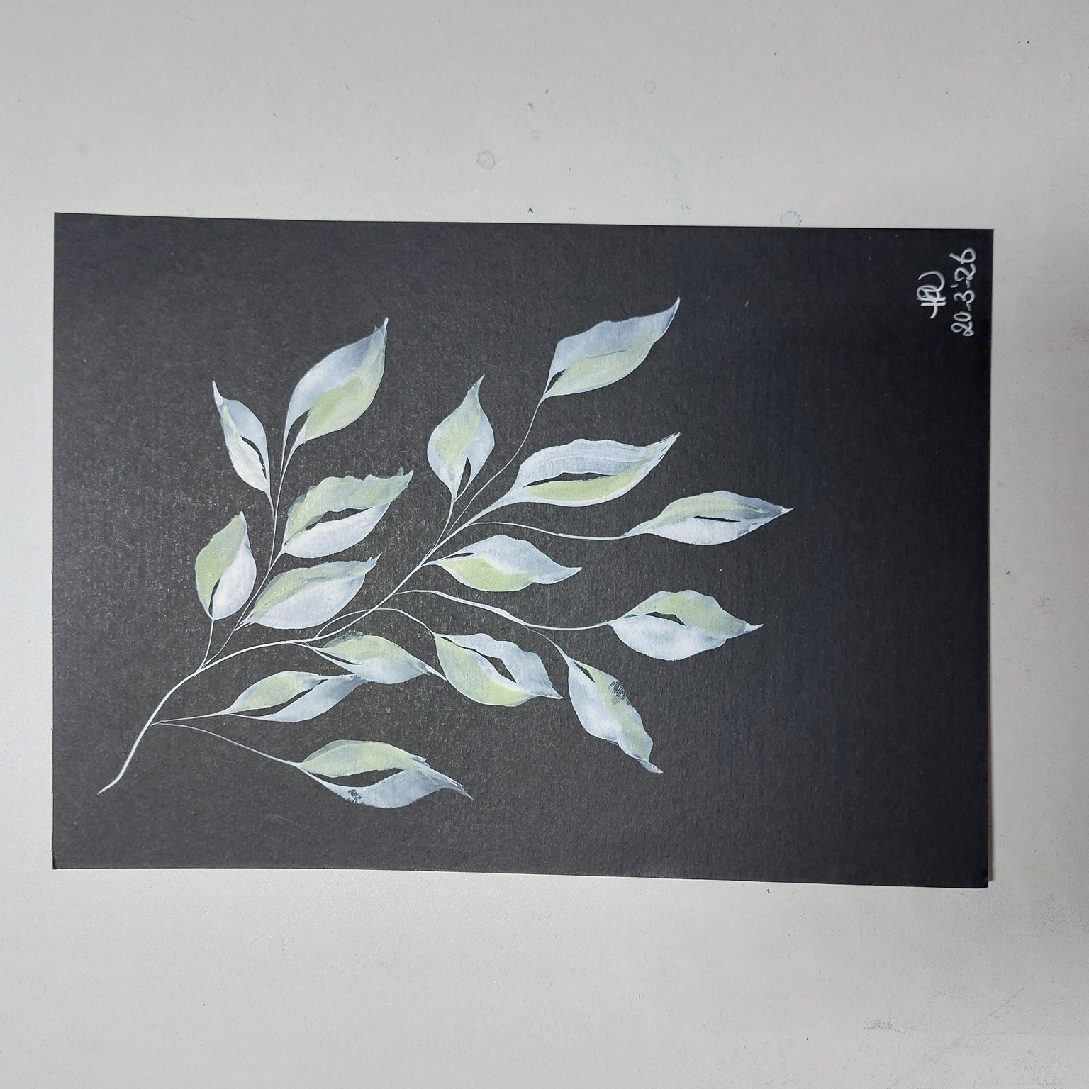 Wedge brush and watercolor leaves - image 6 - student project