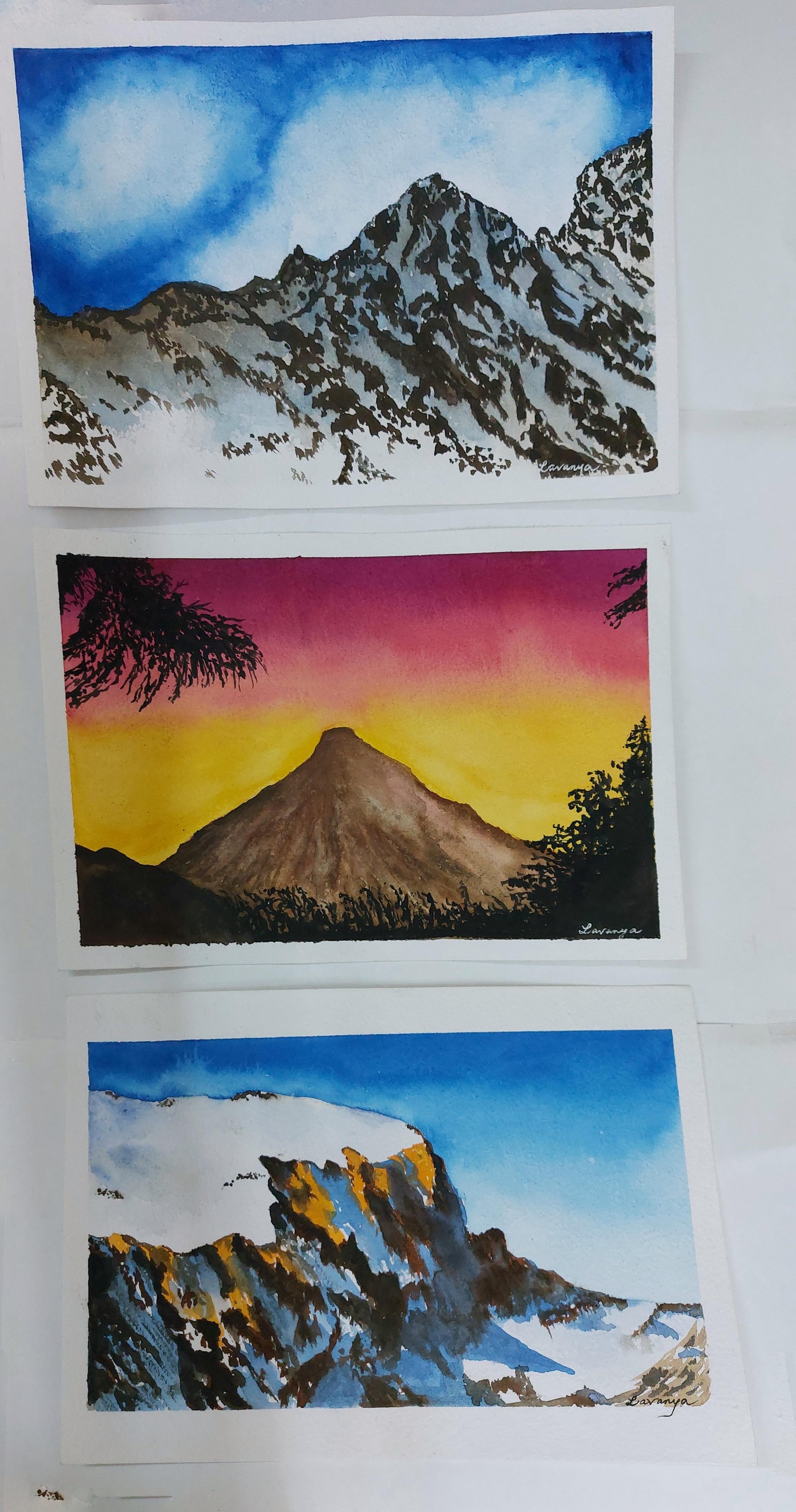 3 Mountains in Watercolor - image 1 - student project