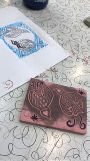 Swallows blockprinted pattern - image 1 - student project