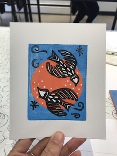 Swallows blockprinted pattern - image 2 - student project