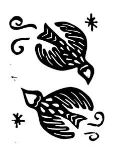 Swallows blockprinted pattern - image 3 - student project