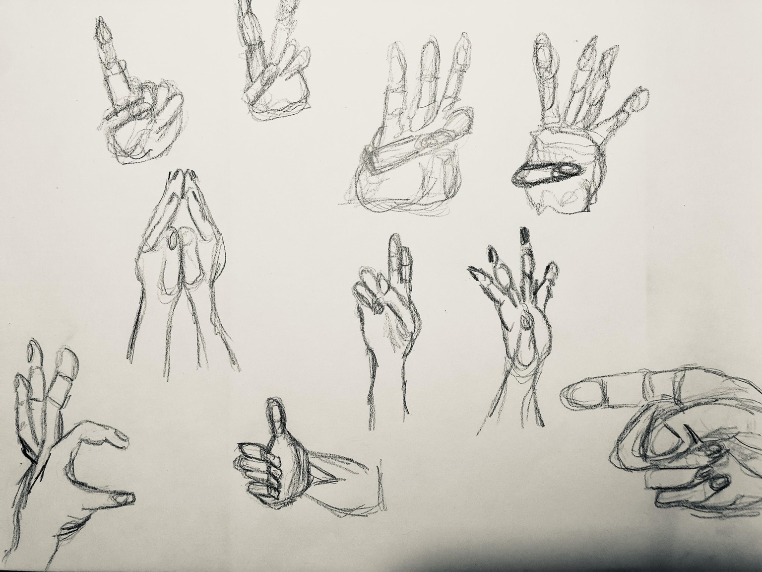 Hands - Quick gesture drawings and two sketches - image 4 - student project