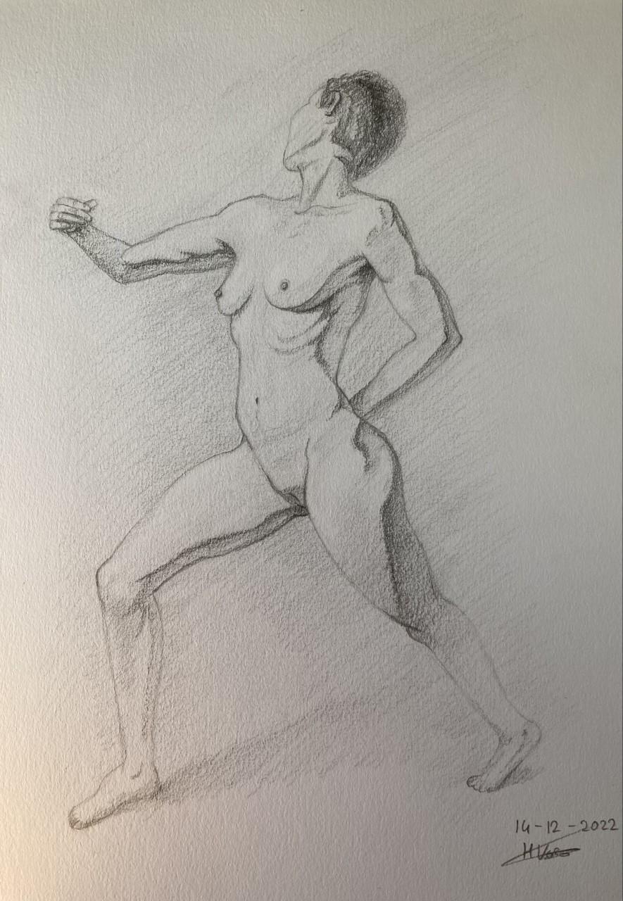 Nude figure drawing from photo - image 1 - student project