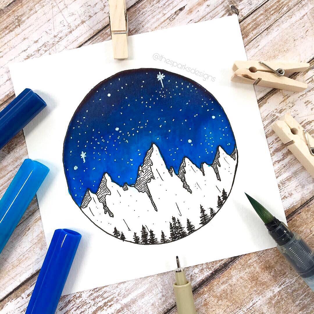“Galaxy Skies with Water-Based Markers” Skillshare class by Jen Aranyi - image 1 - student project