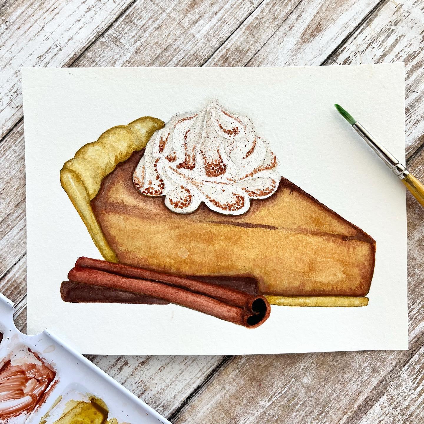 Watercolor Pumpkin Pie Class by Mary Evelyn Tucker - image 1 - student project