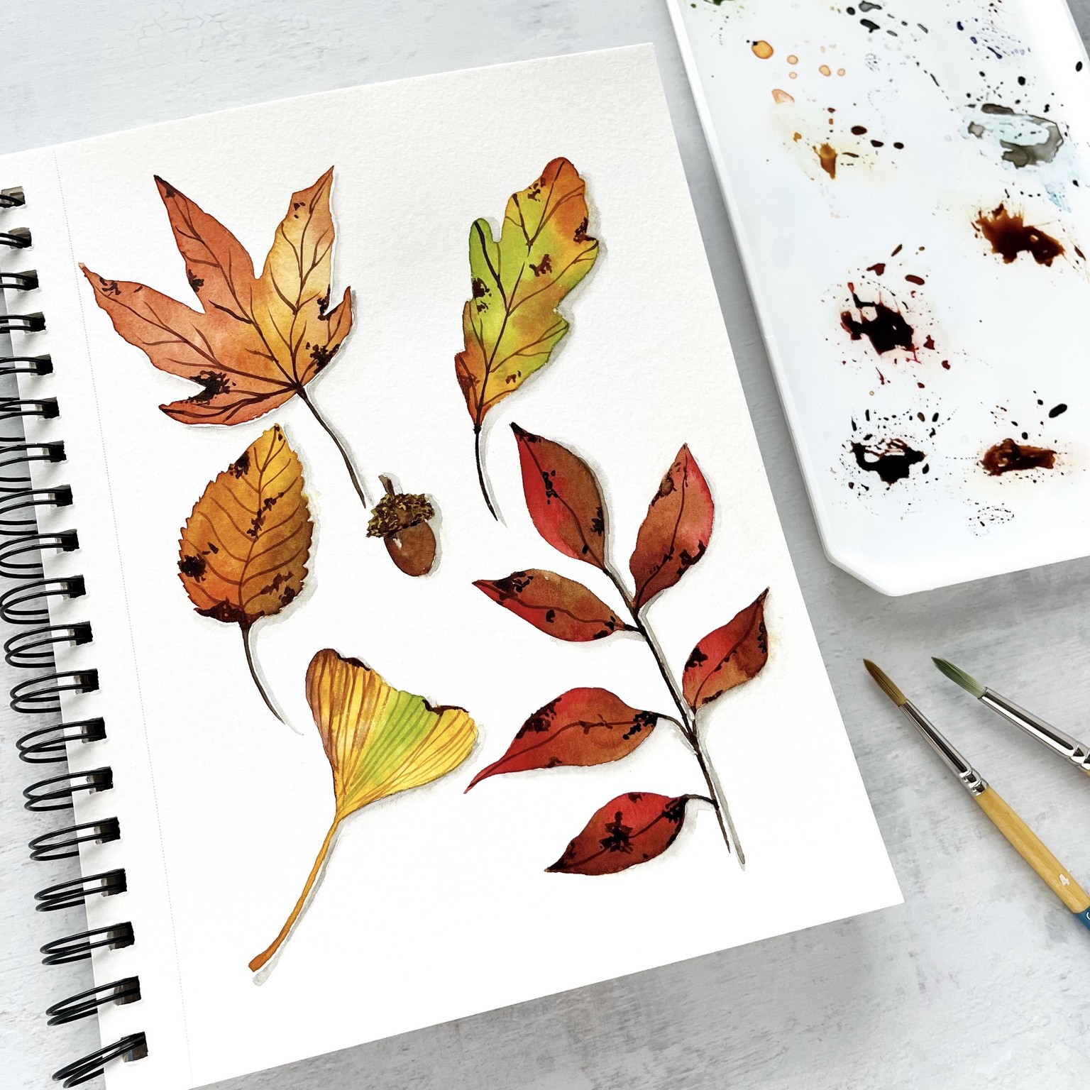“Realistic Autumn Leaves in Watercolors” class by Trupti Karjinni - image 1 - student project
