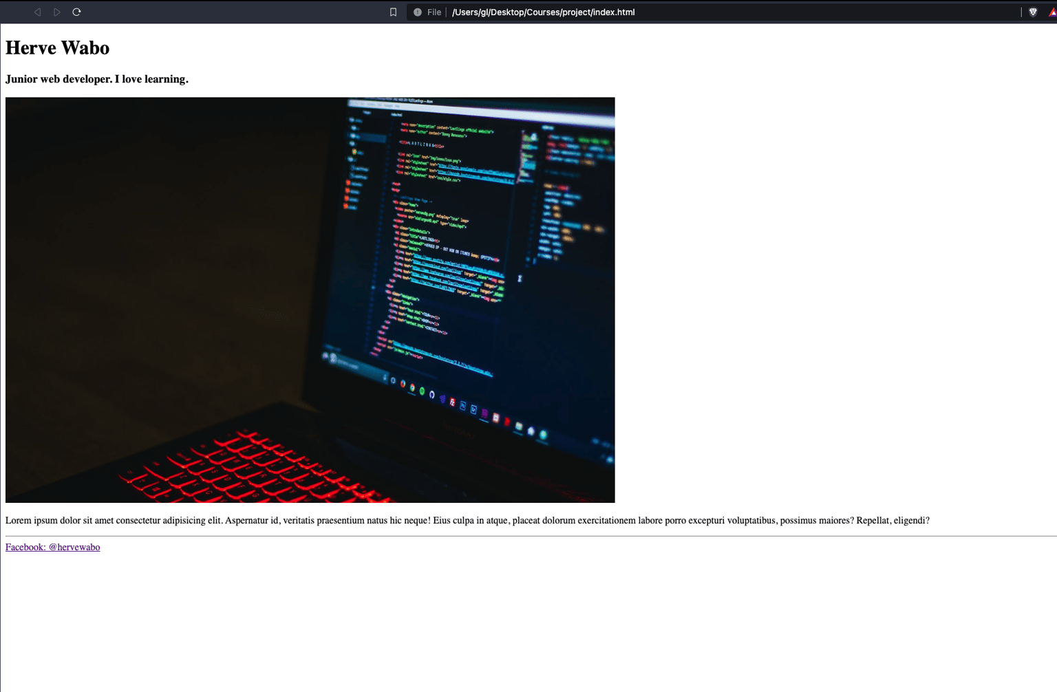 First Web page - image 1 - student project