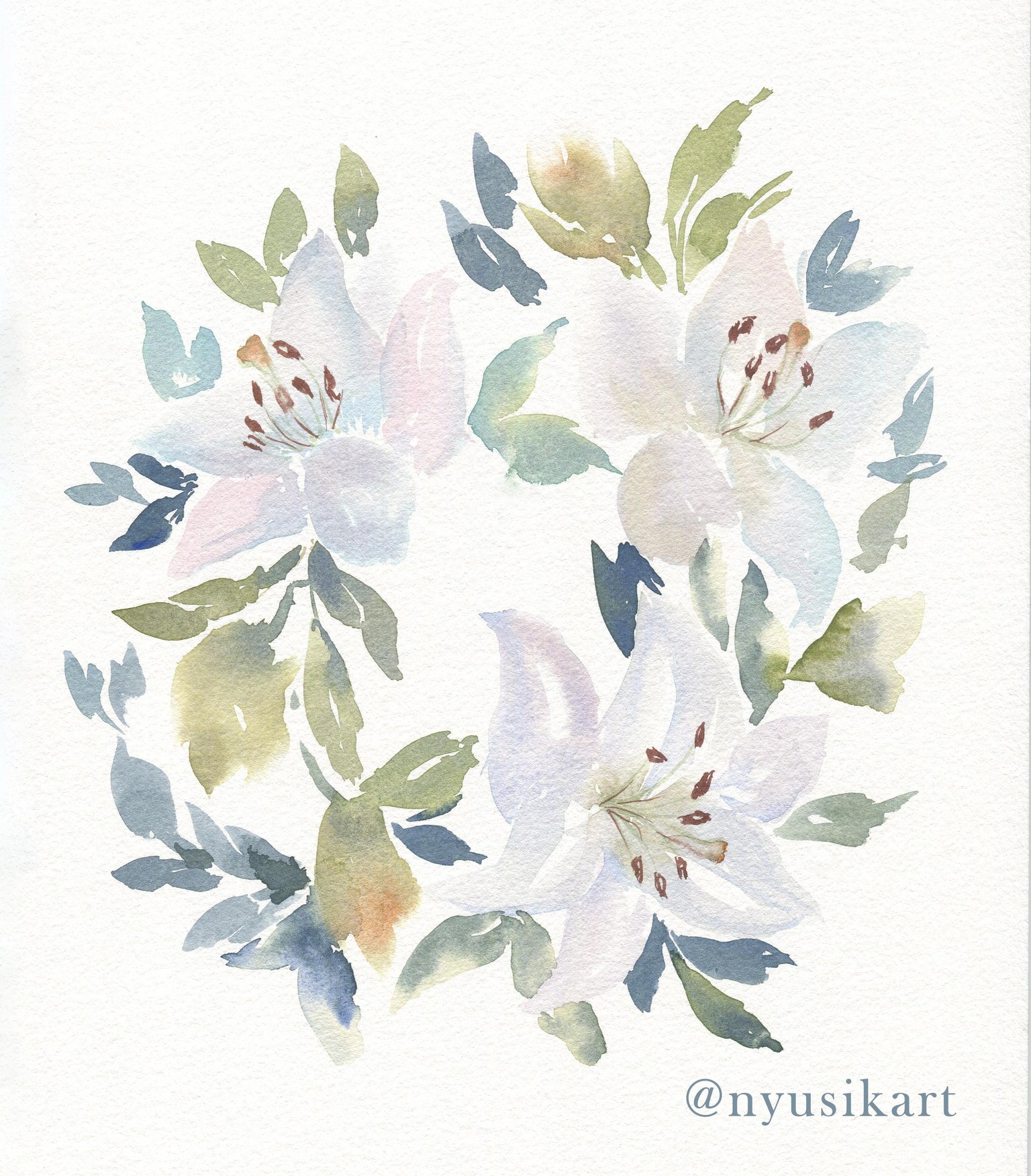 How to mix White in Watercolors. White Lilies - image 2 - student project