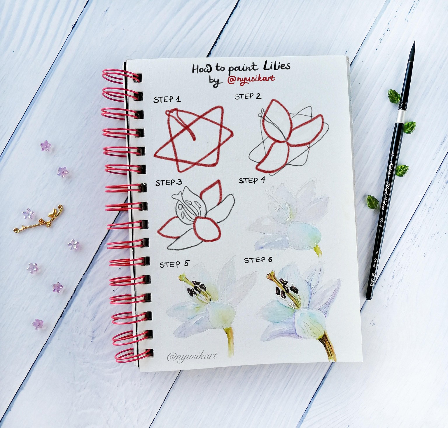 How to mix White in Watercolors. White Lilies - image 3 - student project