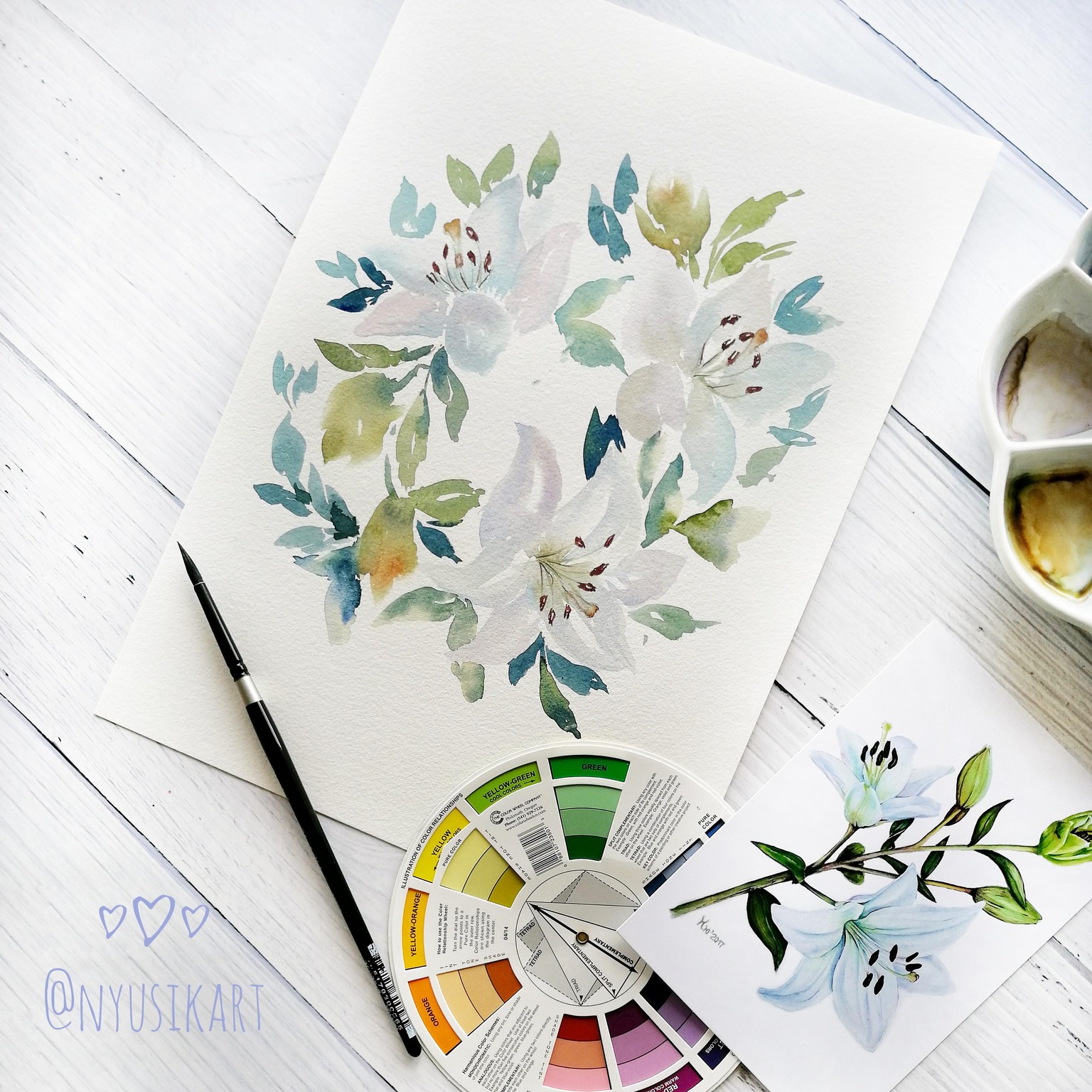How to mix White in Watercolors. White Lilies - image 1 - student project