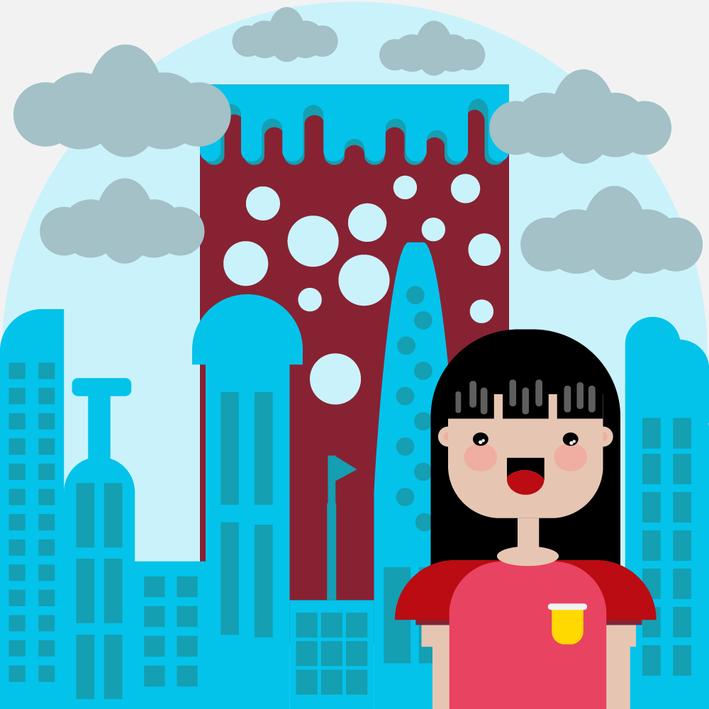 cute girl with beautiful buildings - image 1 - student project