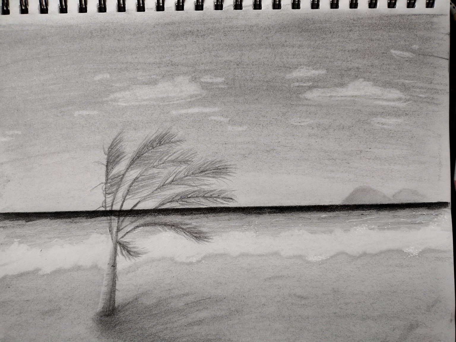 Apple, droplets, Rubik's cube, stormy beach scene - image 3 - student project