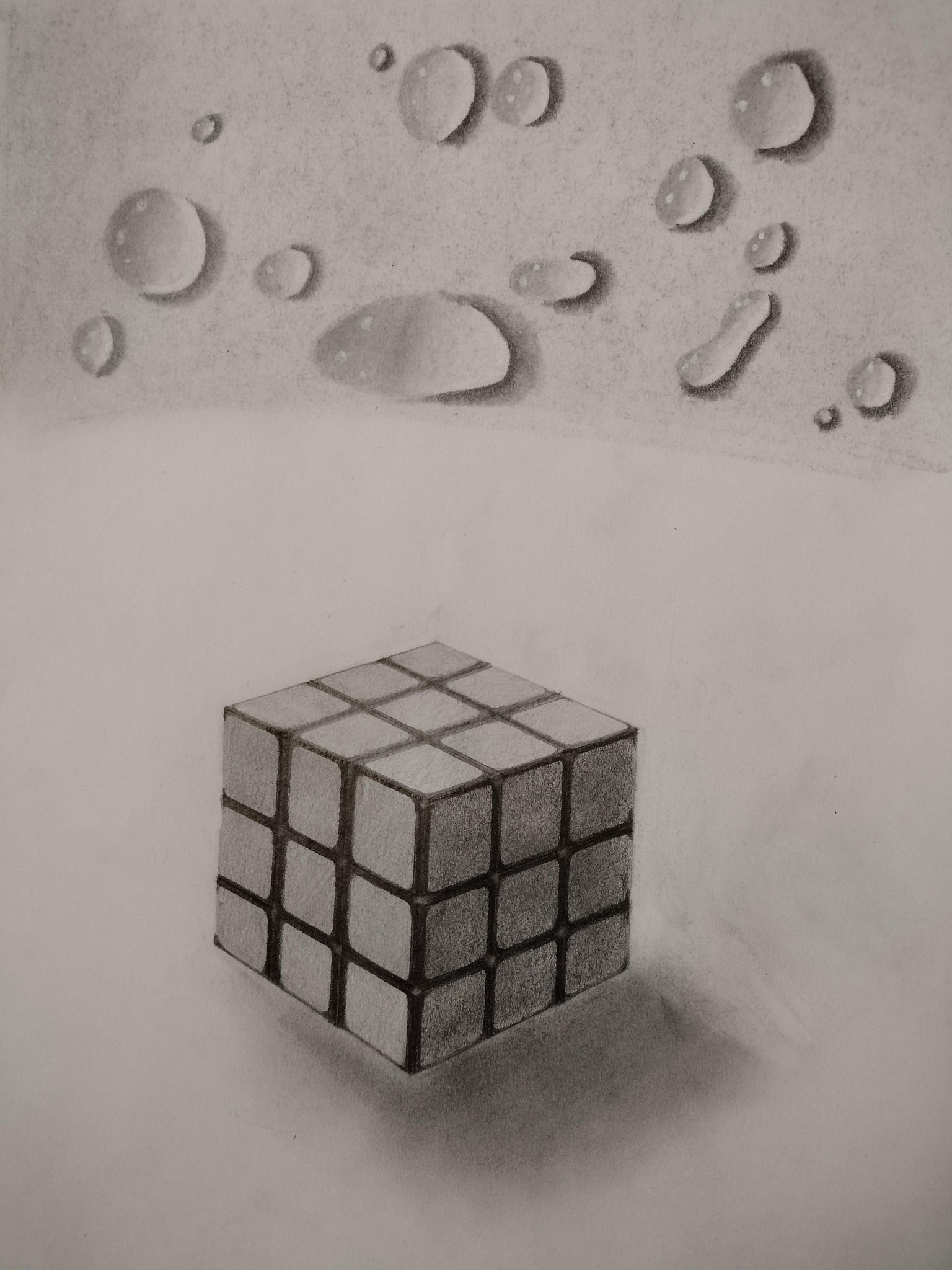 Apple, droplets, Rubik's cube, stormy beach scene - image 2 - student project