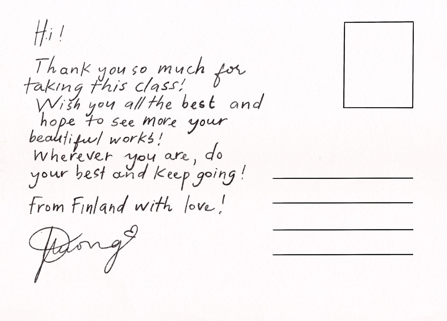 Thank you card - image 2 - student project