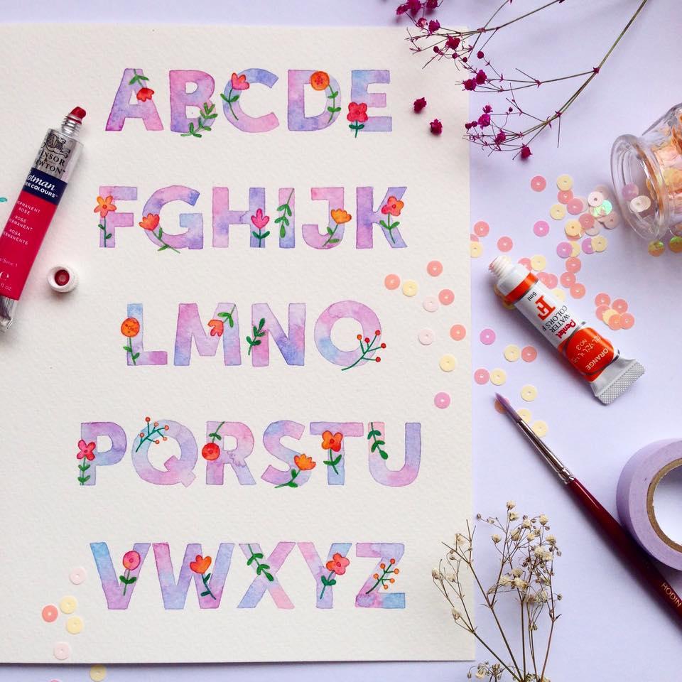 Floral + Foliage alphabet - image 2 - student project