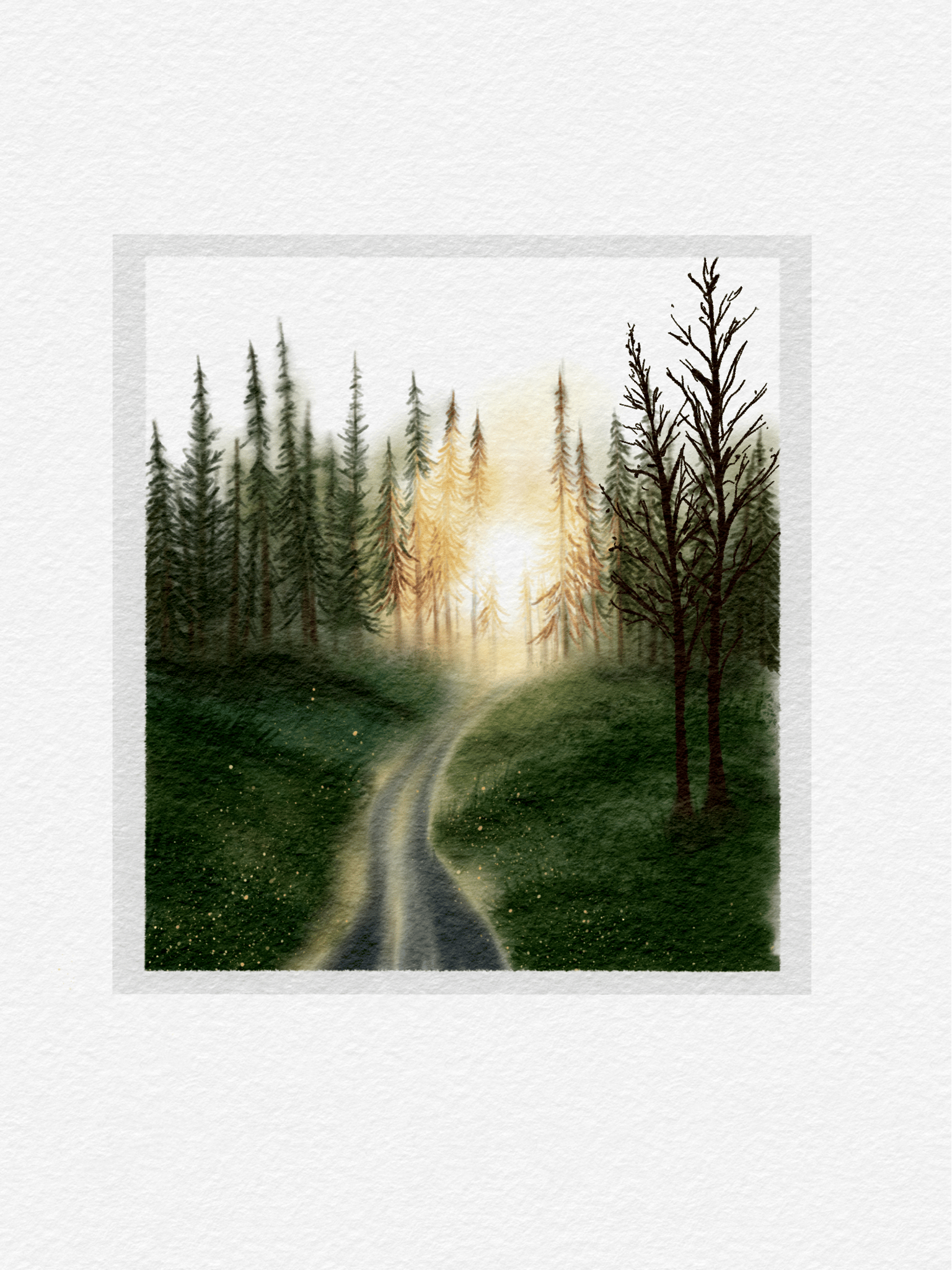 Sunset through the trees on Procreate - image 1 - student project
