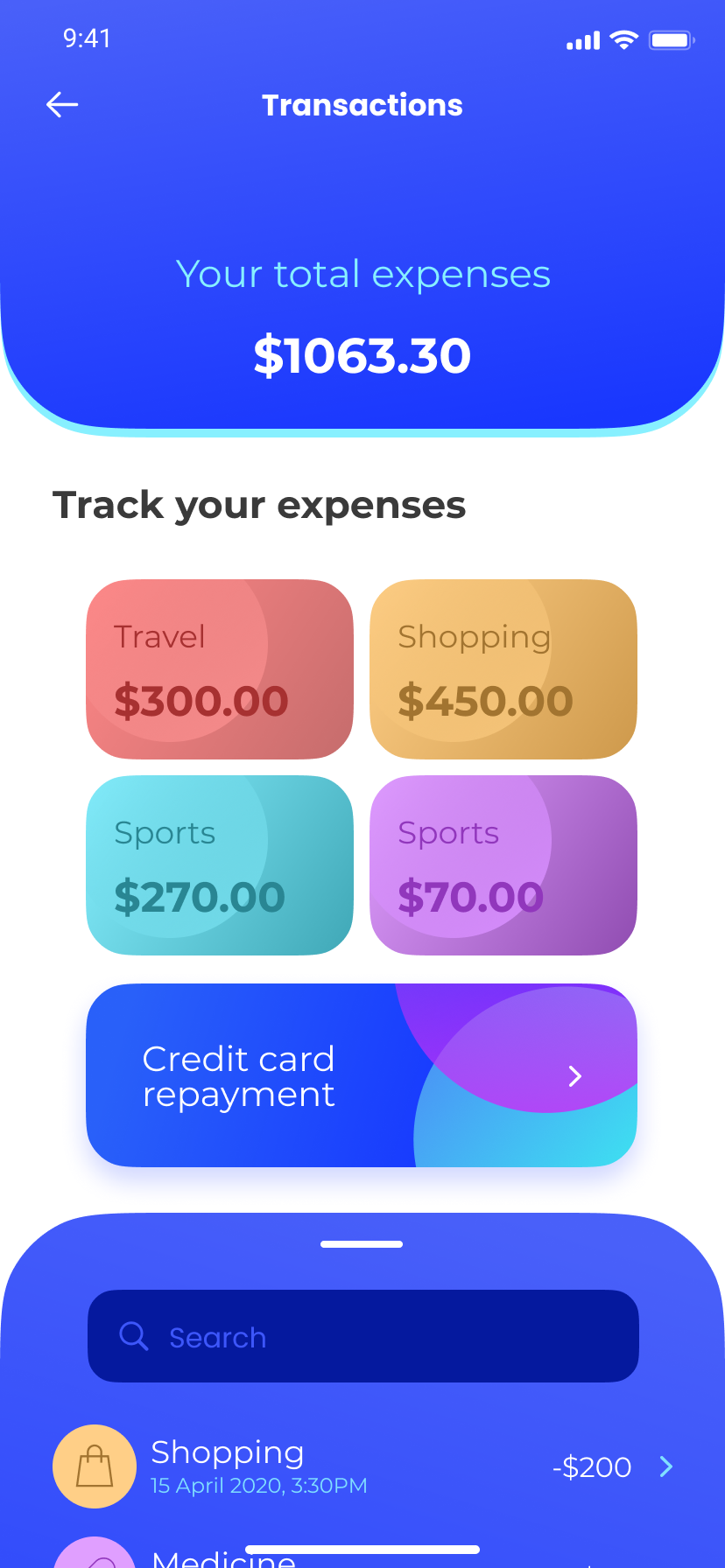 Finance App (Mobile) - image 2 - student project