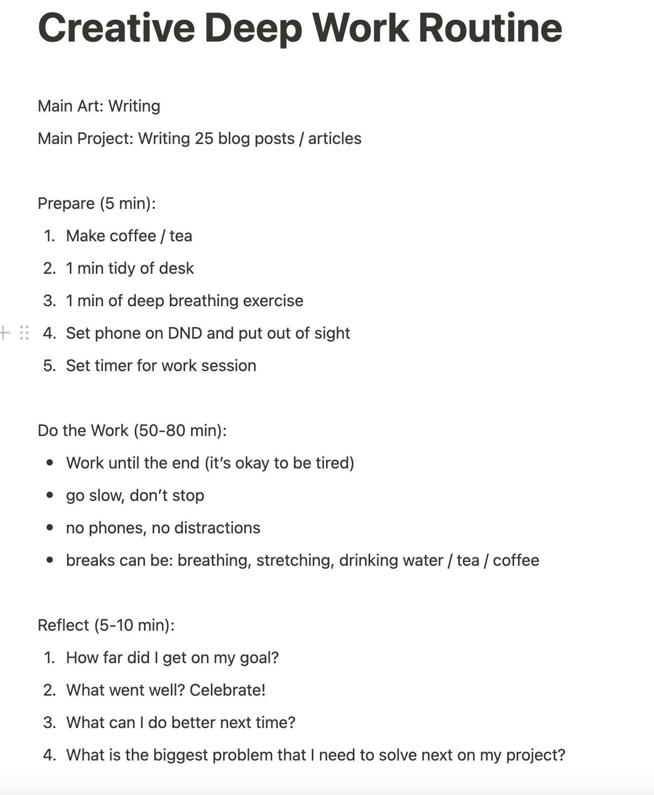 Creative Deep Work Routine - image 1 - student project