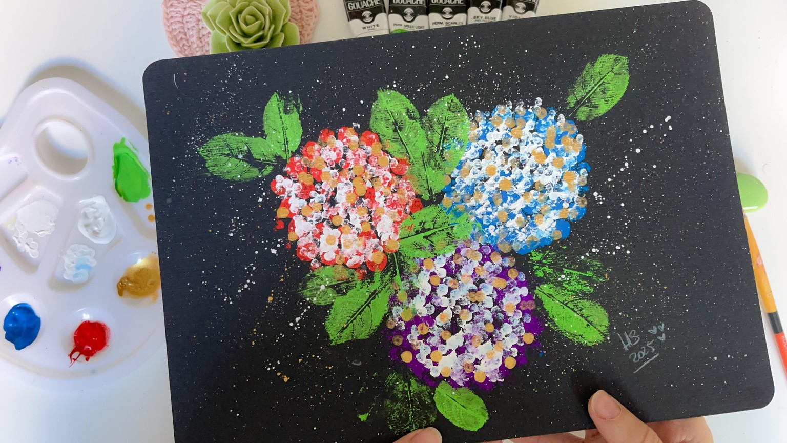SAMPLE PROJECT: Gouache Hydrangea Bouquet - image 4 - student project