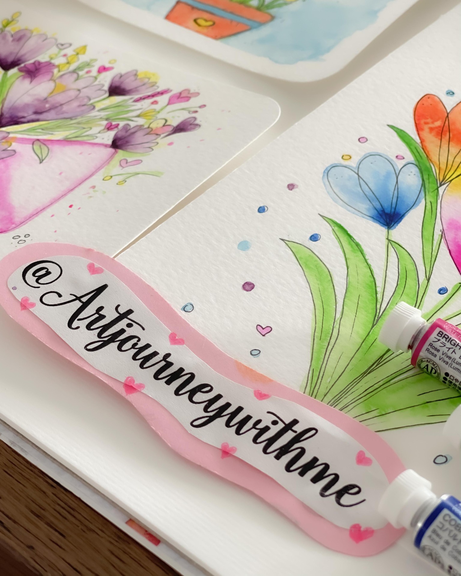 SAMPLE PROJECT: Watercolor Spring Flowers using Geometrical Shapes - image 4 - student project