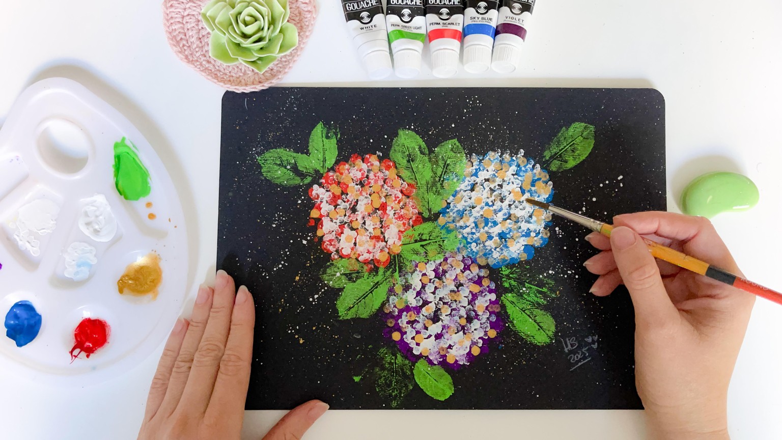 SAMPLE PROJECT: Gouache Hydrangea Bouquet - image 3 - student project