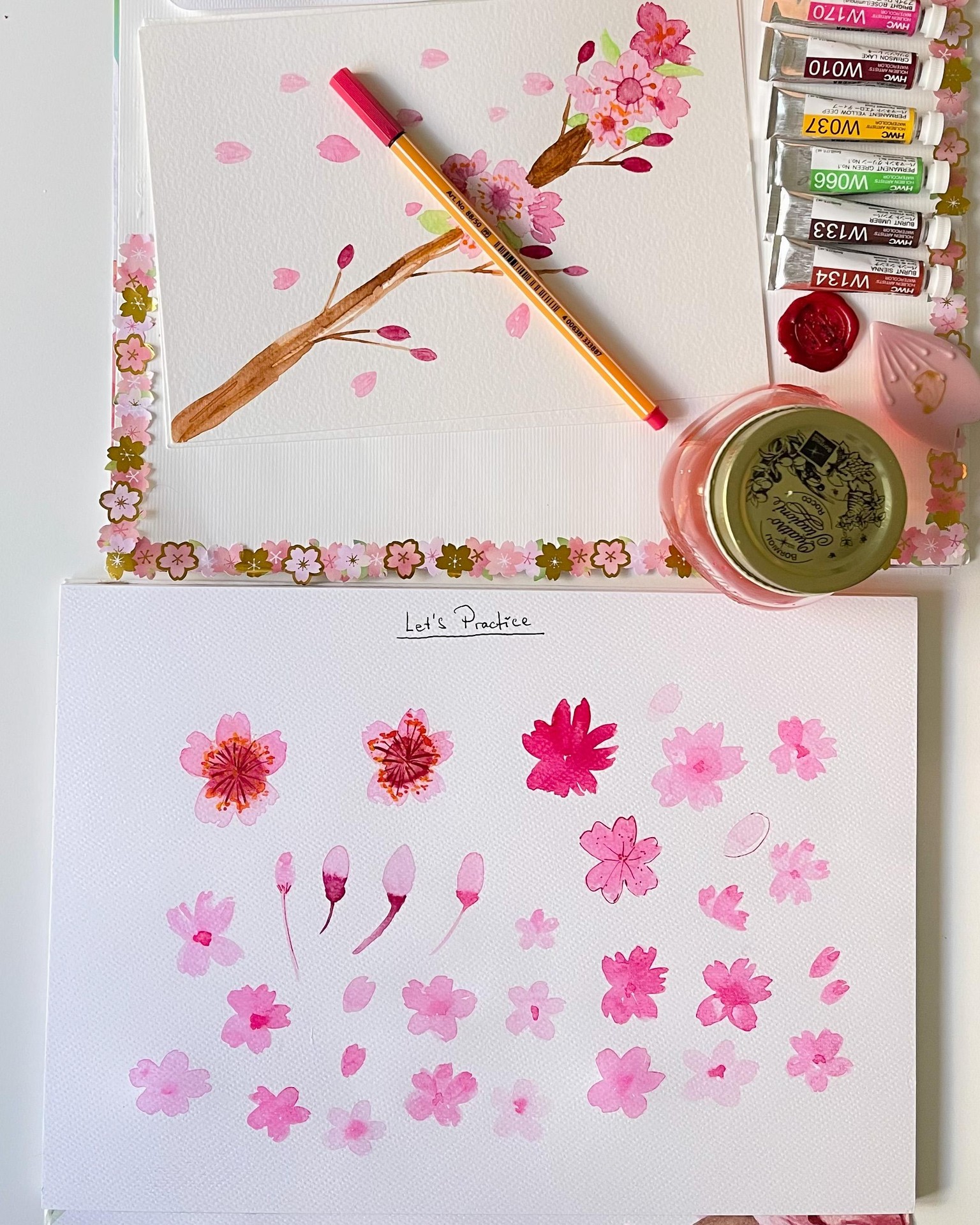 SAMPLE PROJECT:  Watercolour Sakura - Cherry Blossoms - image 2 - student project