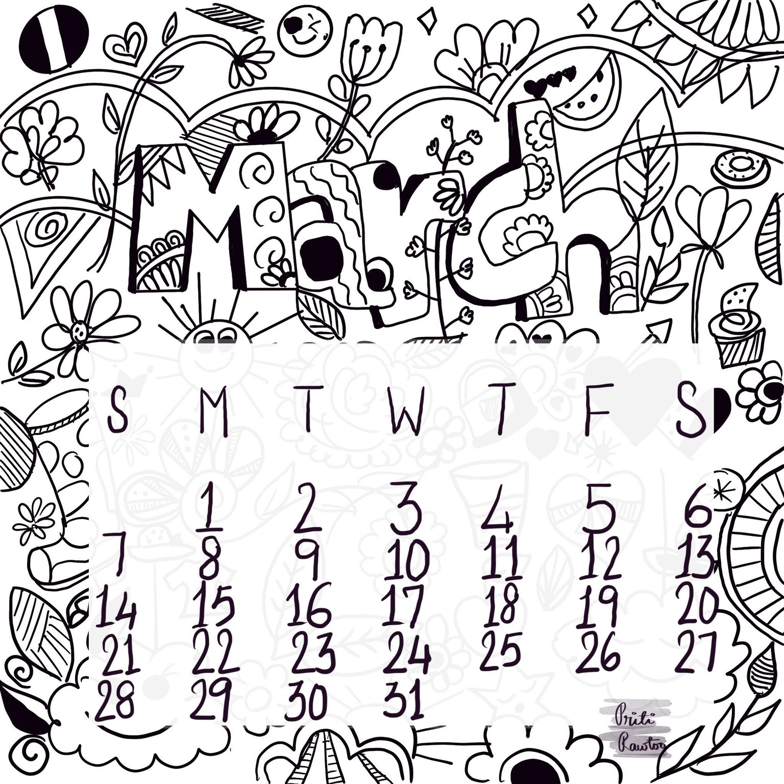 March calendar - image 1 - student project