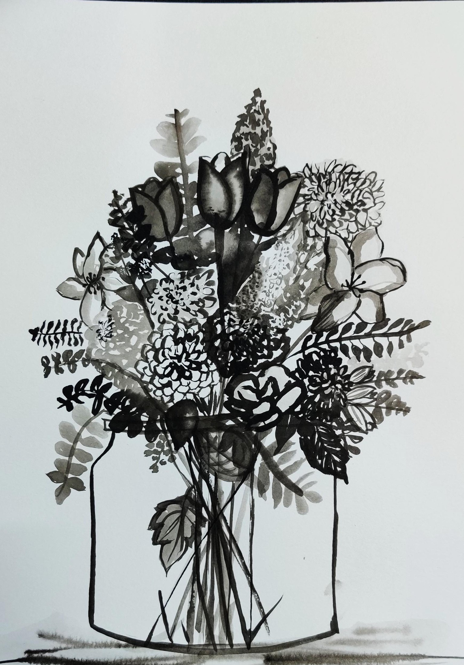 Ink florals: Three different styles - image 2 - student project